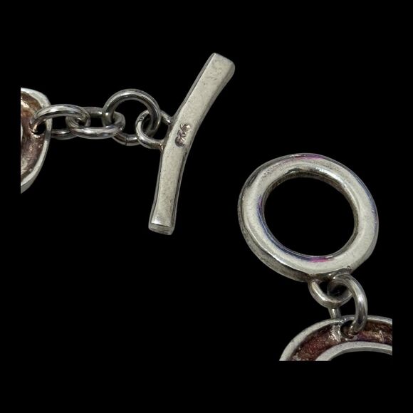 Vintage Multi Shape Link Sterling Size 7.75 inches Toggle Bracelet - Picture 5 of 6